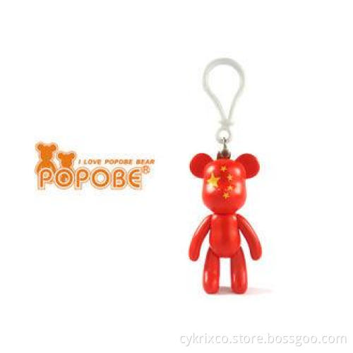 Plastic Personalized Articulated Red POPOBE Bear Key Chain